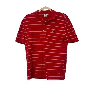Lacoste Striped Polo – Bold & Classic. 20” pit to pit